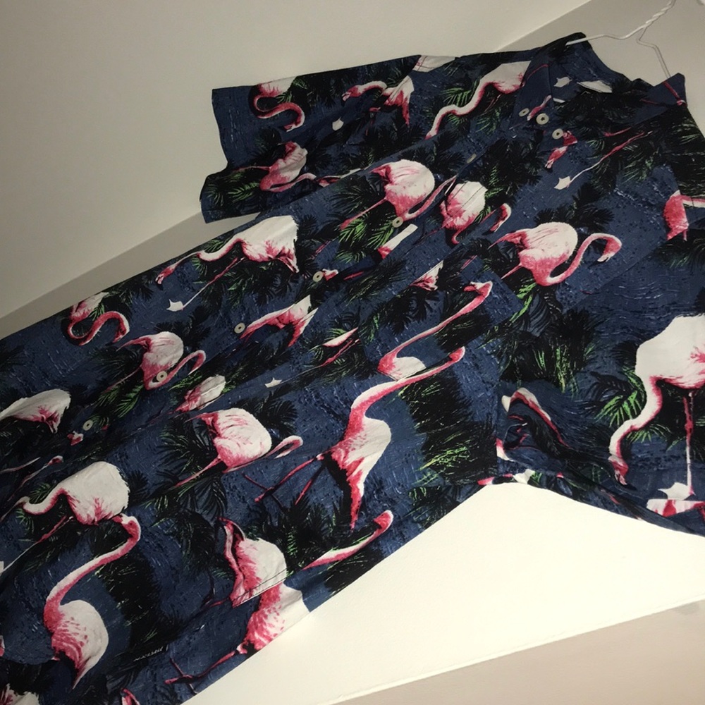 beach flamingo button up